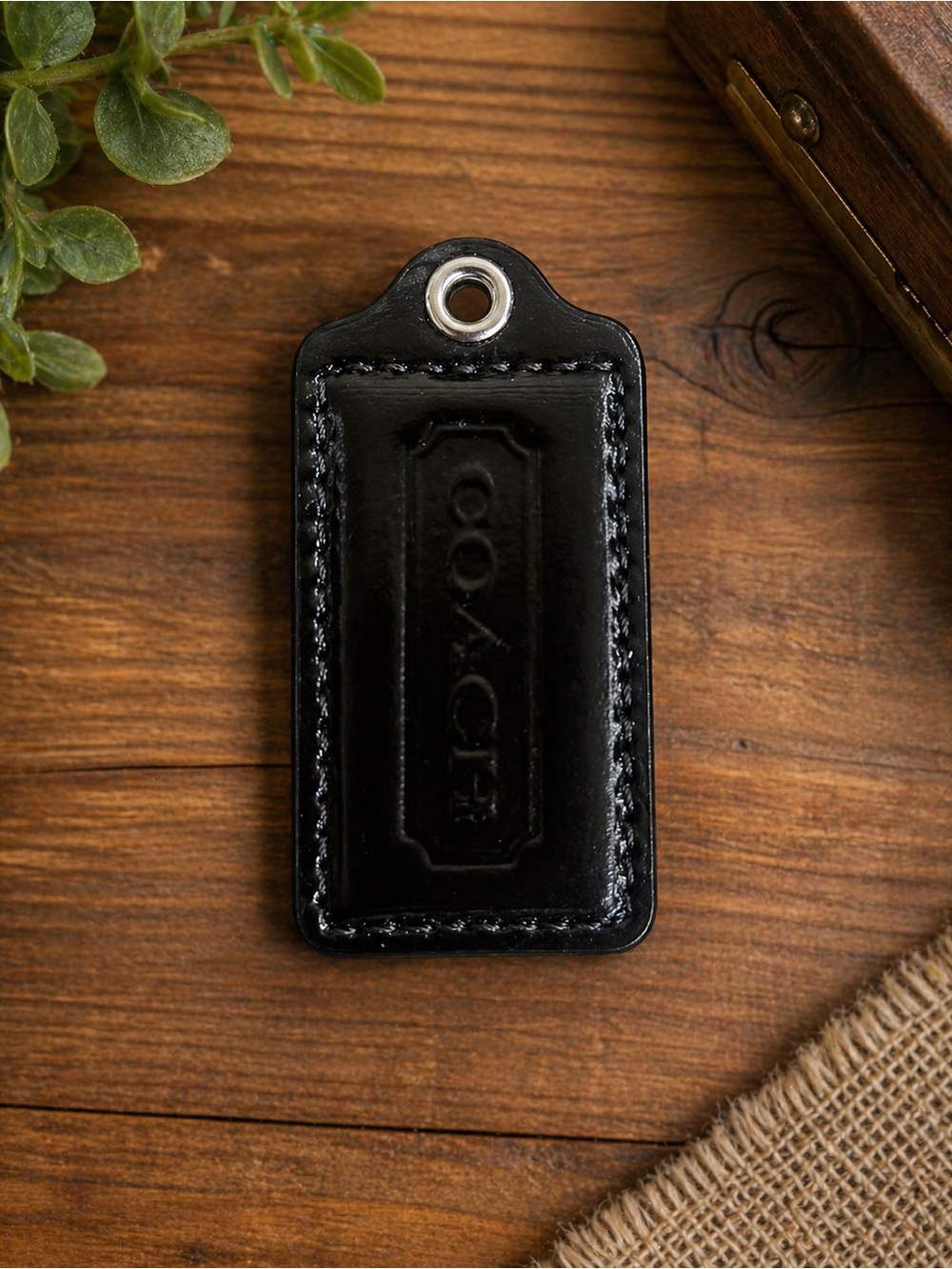 Coach Black Patent Leather Hang Tag